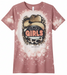 Heather Mauve t-shirt with graphic design and text 'Let's Go Girls' on a white background