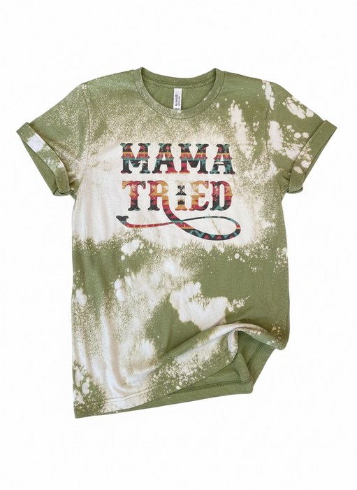 Mama Tried Bleached Graphic Tee | Western Boho Bella + Canvas 3001 T-Shirt | Rowdy Rowels