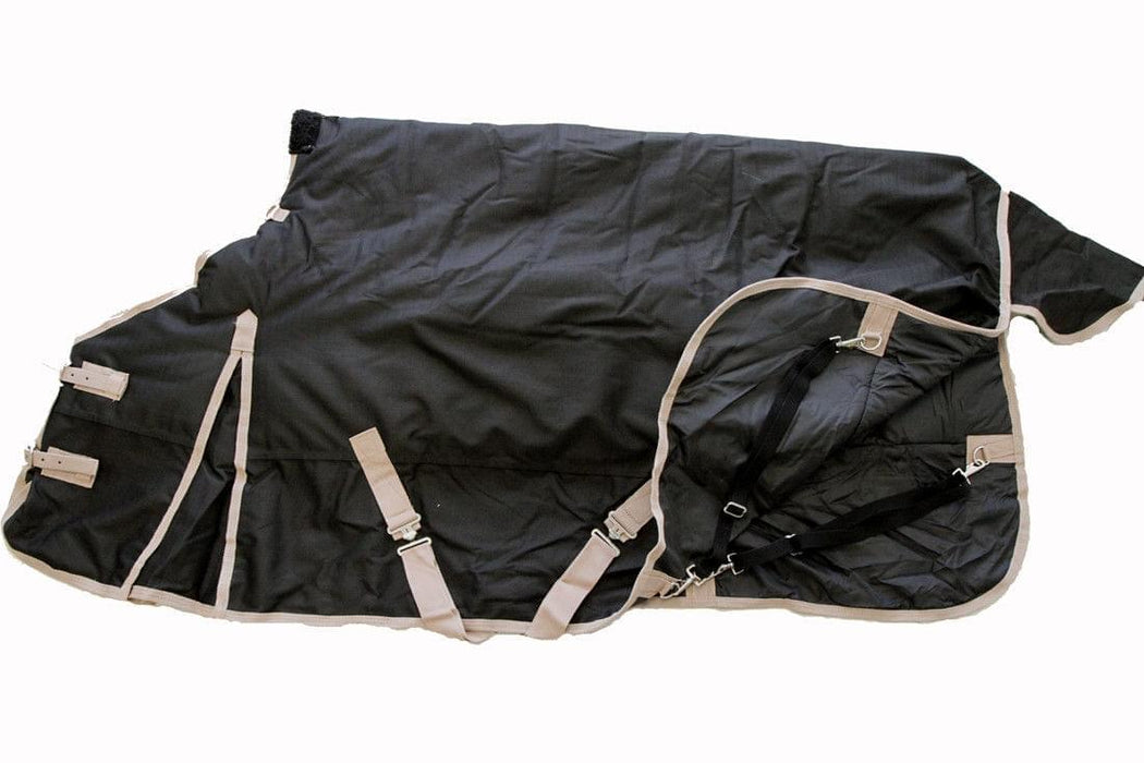 AJ Tack 1200D Waterproof Turnout Horse Blanket with Hood - Black