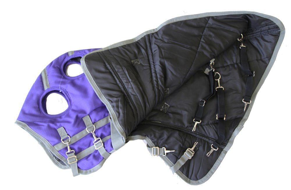 AJ Tack 1200D Waterproof Turnout Horse Blanket with Hood - Purple