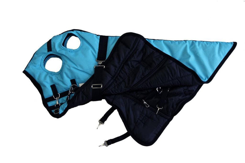 AJ Tack 1200D Waterproof Turnout Horse Blanket with Hood - Turquoise