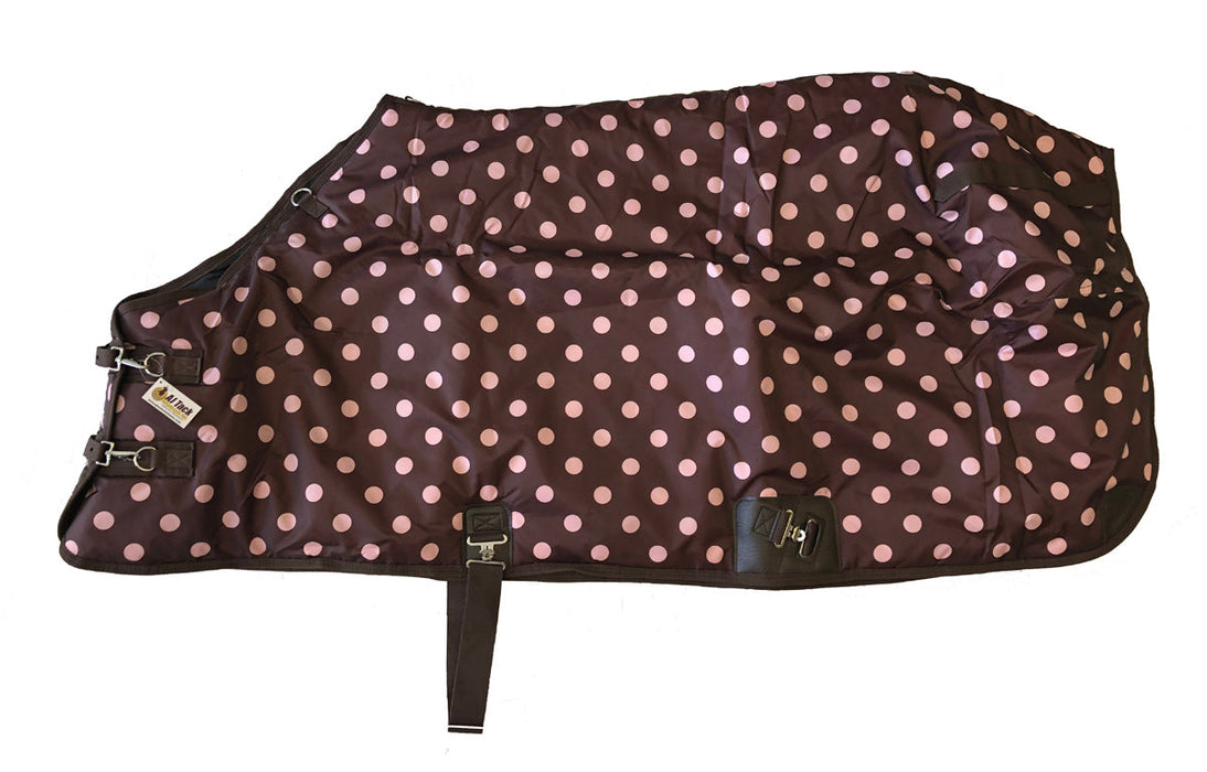 AJ Tack 420D Stable Blanket - Brown with Pink Dots