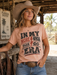 More Whoa Than Go western graphic tee in heather peach with distressed rodeo typography