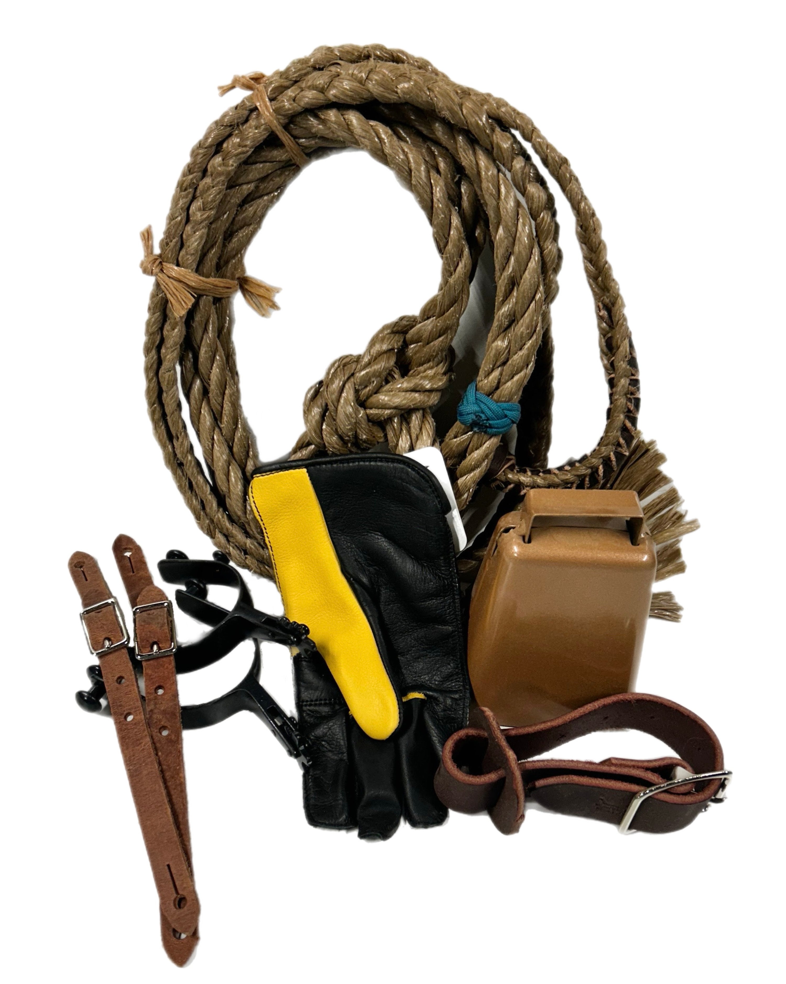 Youth Mutton Bustin Gear Set – Rope, Spurs, Cowbell & Leather Strap by Rowdy Rowels