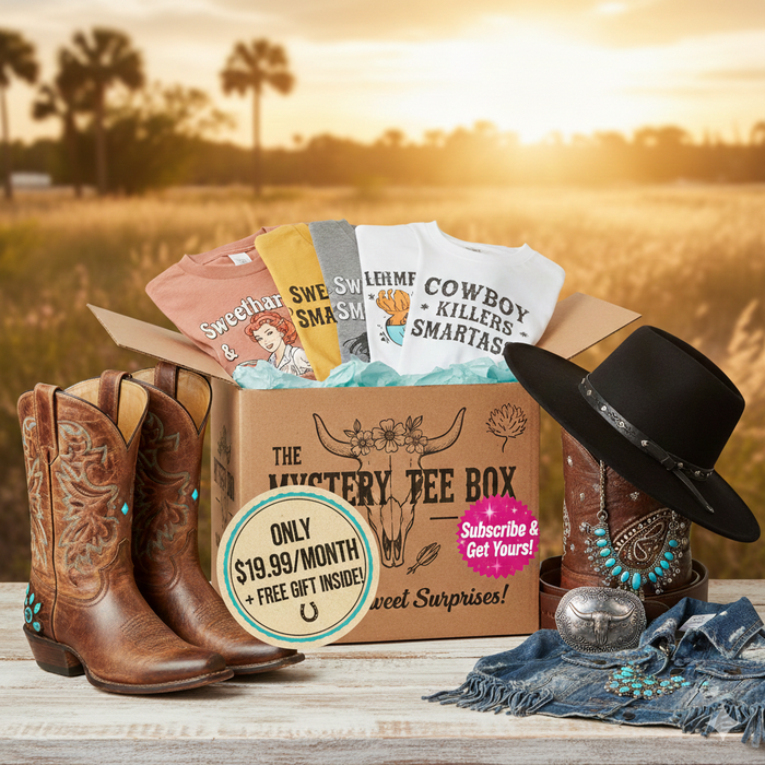 Wild & Sweet Mystery Tee Club | Monthly Western Graphic Tee Subscription | Sassy Country Surprise Box + Free Monthly Gift