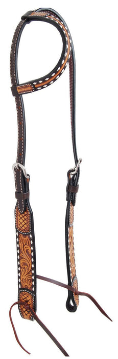 Rafter T Tooled Sunflower with Buckstitch One Ear Headstall