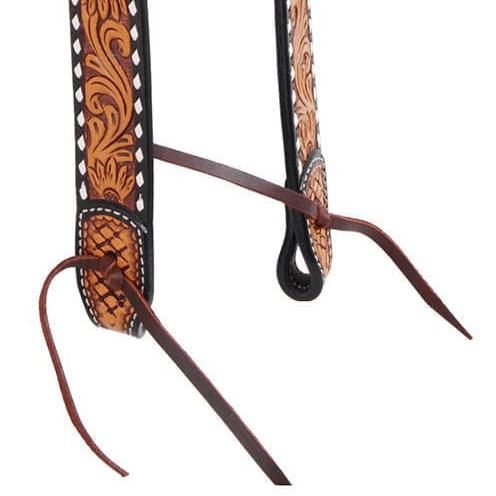 Victoria Rafter T Rafter T Tooled Sunflower with Buckstitch One Ear Headstall — Rowdy Rowels