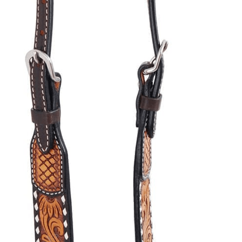 Rafter T Tooled Sunflower with Buckstitch One Ear Headstall