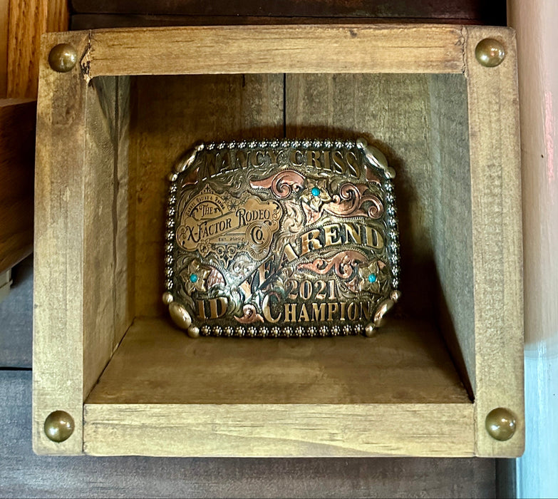 Custom Trophy Buckle Cases – Red Mahogany or Early American | Rowdy Rowels