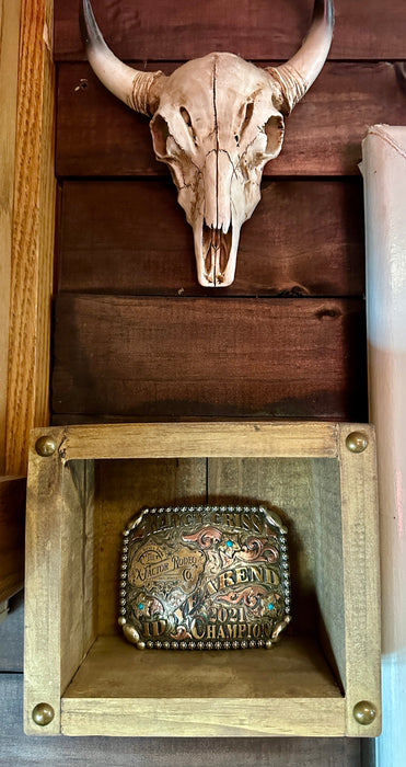 Custom Trophy Buckle Cases – Red Mahogany or Early American | Rowdy Rowels