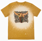 Yellow t-shirt with a graphic design on a white background