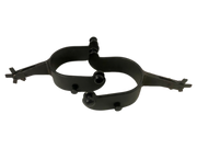15-degree offset youth bull riding spurs with blunt rowels for safer, controlled riding — Rowdy Rowels