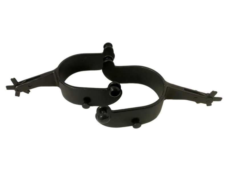 15-degree offset youth bull riding spurs with blunt rowels for safer, controlled riding — Rowdy Rowels