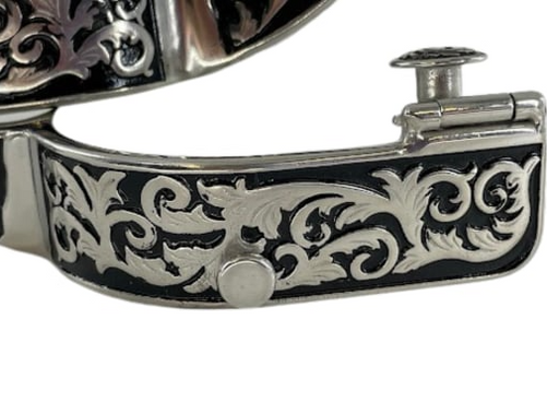 Eddy's Tack EST 15 Degree Offset Bull Riding Spurs – Black Steel – Adult Size – New