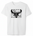White t-shirt with black graphic and text 'I'm here for the Steers & Beers' on a white background