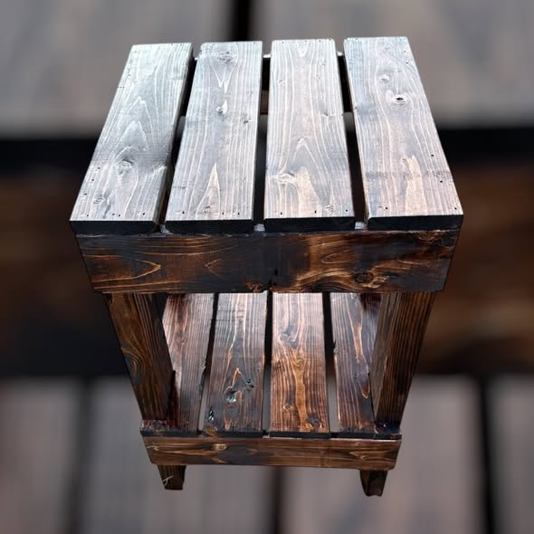 Handmade Rustic Wood Side Table (24” x 15” x 15”) | Farmhouse Shelf