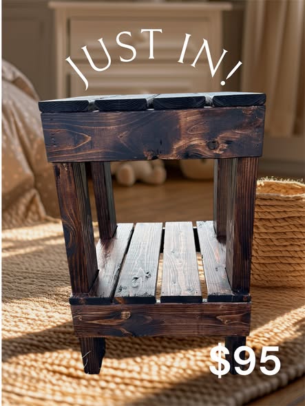 Handmade Rustic Wood Side Table (24” x 15” x 15”) | Farmhouse Shelf