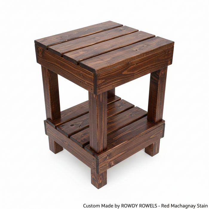 Handmade Rustic Wood Side Table (24” x 15” x 15”) | Farmhouse Shelf