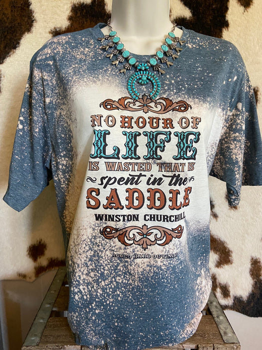 Life in the Saddle Bleached Western Graphic Tee