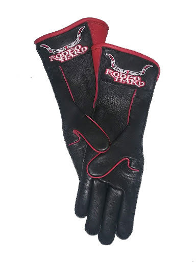 Rodeo Hard Deerskin Leather Bull Riding Gloves Long Cuff Outseam