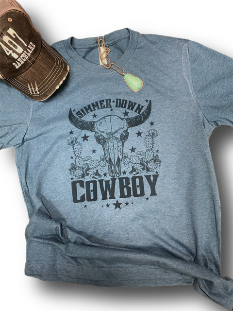 Simmer Down Cowboy Western Graphic tee l Ranch l Unisex Jersey Short Sleeve Tee
